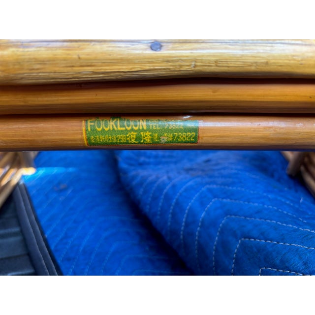 Wood Paul Frankl Style Rattan Bamboo Pretzel Club Lounge Chairs Tiki a Pair For Sale - Image 7 of 8