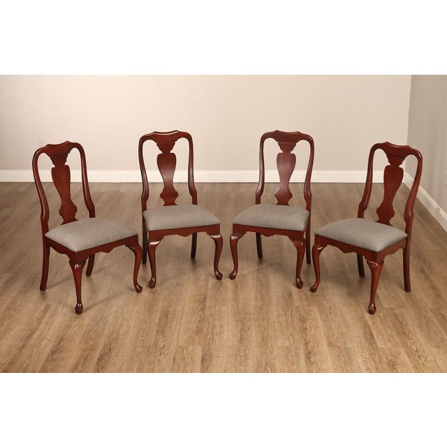 High Quality Set Of Four Custom Upholstered Side Chairs. Each Chair Features A Shaped Back With Central Vase Splat,...