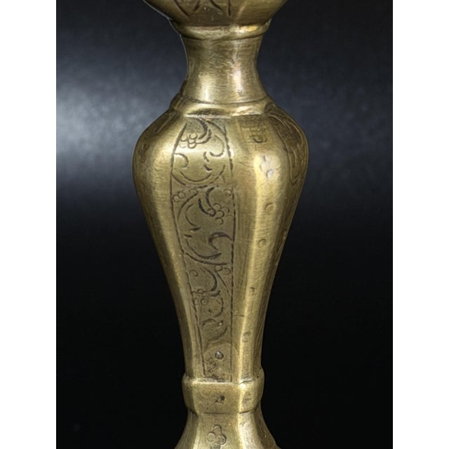 Baroque Baroque Engraved Brass Candlestick, 1700s For Sale - Image 3 of 11