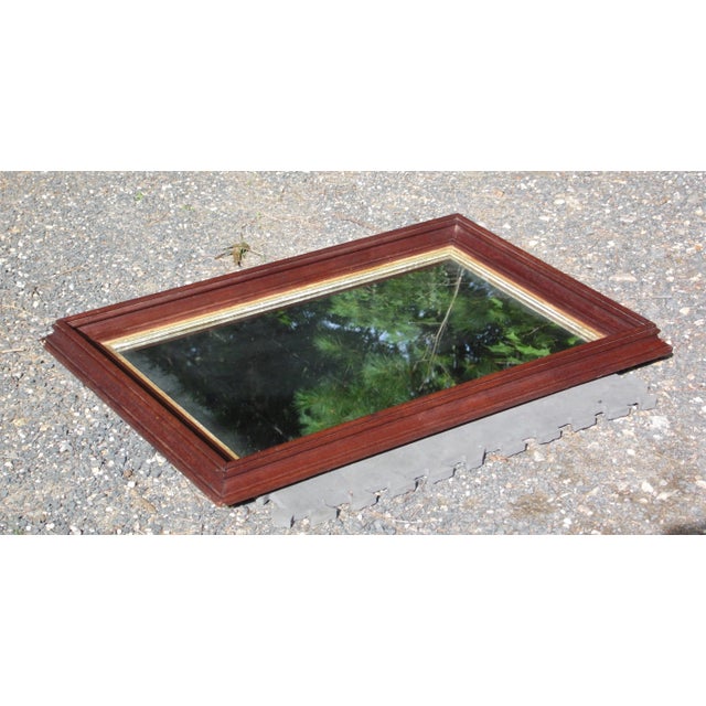 Brown Antique Victorian Walnut Lemon Gilt Inset Deep Well Framed Mirror Mercury Glass For Sale - Image 8 of 12