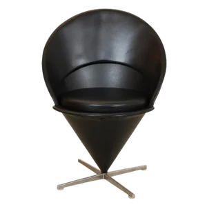 Cone Chair in Black Leather by Verner Panton for Vitra