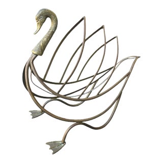 Maison Jansen Brass Swan Magazine Holder For Sale