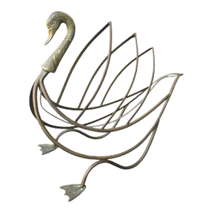 Maison Jansen Brass Swan Magazine Holder