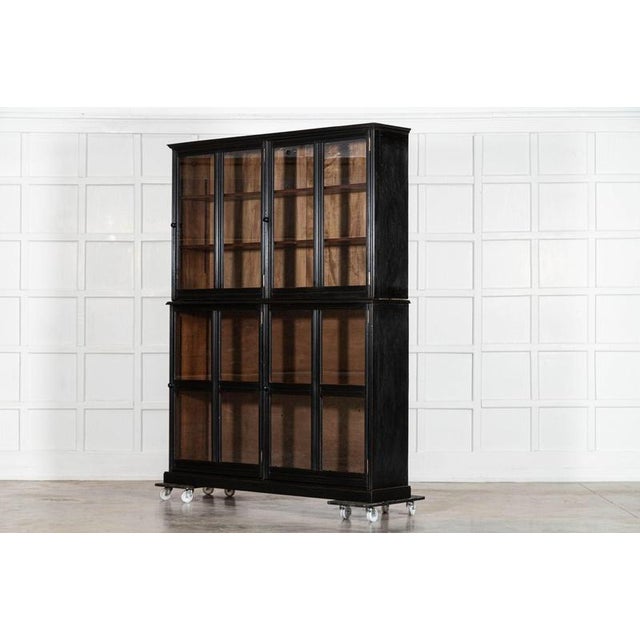 Late 19th Century Large 19th Century English Ebonised Mahogany Glazed Cabinet, 1880 For Sale - Image 5 of 17