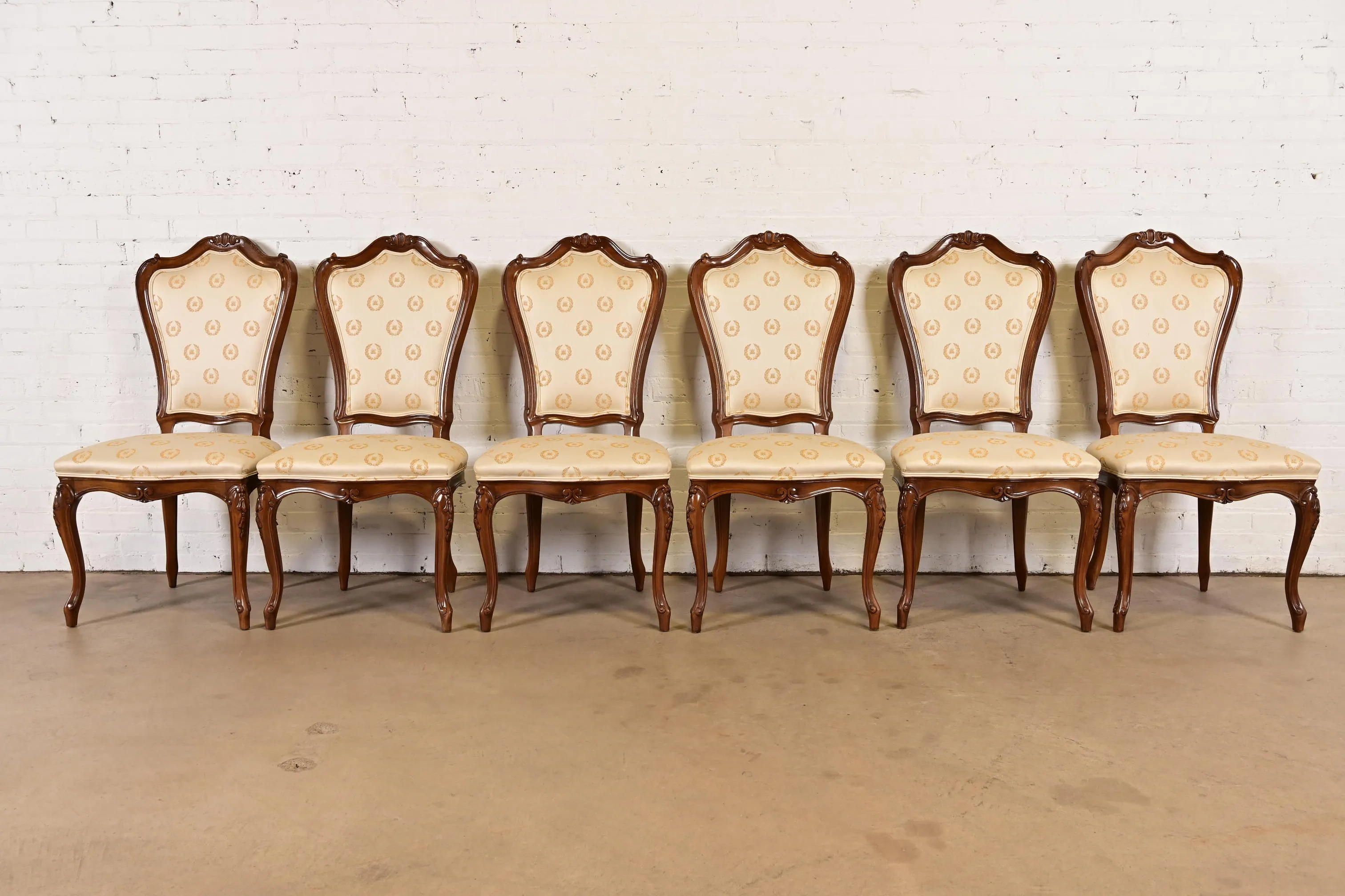 Karges French Provincial Louis XV Carved Walnut Side Chairs or