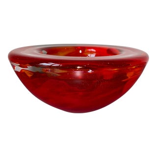 1980s Anna Ehrner for Kosta Boda Red Blown Crystal Glass Bowl For Sale
