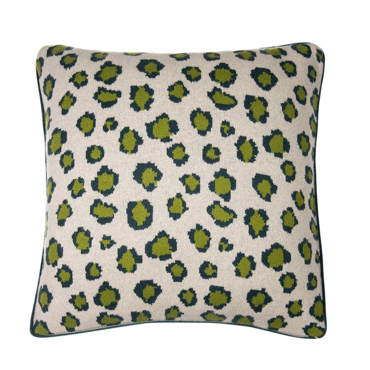 Leopard Cashmere Pillow, Green Chairish