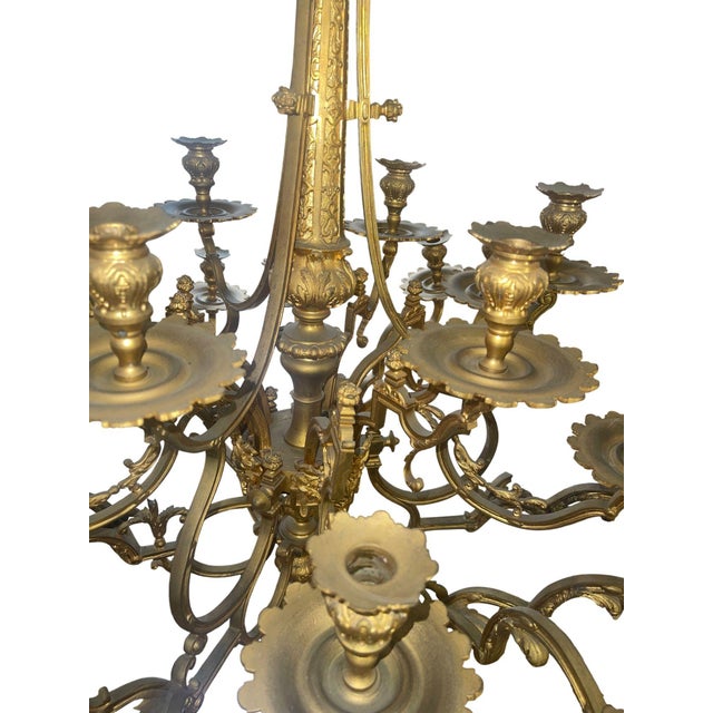 Impressive 19th Century French Gilt Bronze Chandelier For Sale In Los Angeles - Image 6 of 10