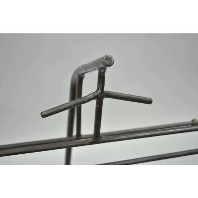 Vintage Modernist Jacques Adnet Style Wrought Iron Hairpin Clothing Valet For Sale - Image 4 of 10