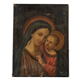 Madonna and Child, 19th Century, Oil on Canvas For Sale