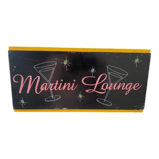 Mid 20th Century Vintage Hand Painted Martini Lounge Bar Sign For Sale