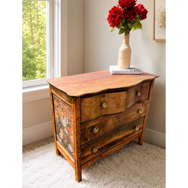 Rustic Vintage Serpentine Chest of Drawers For Sale - Image 3 of 8