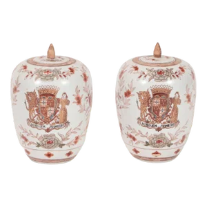 Early 20th Century Chinese Porcelain Decorated Jars With Lids - A Pair