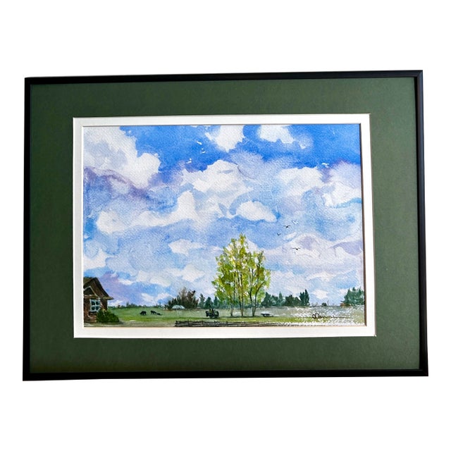 Idaho Mowing Day Watercolor Painting Giclee Print For Sale