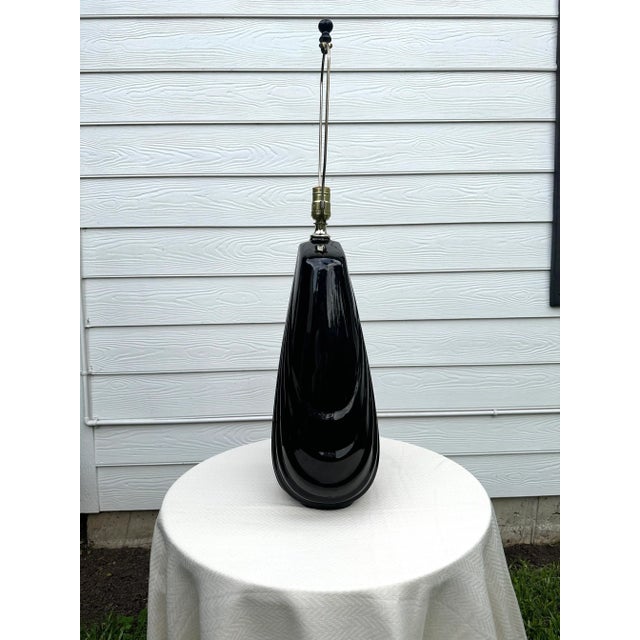 Art Deco Black Ceramic Large Table Lamp For Sale - Image 4 of 12