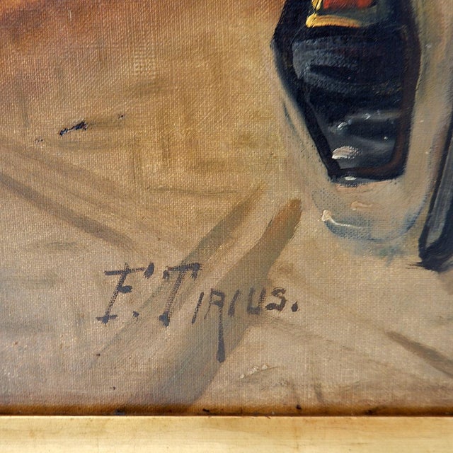 1940s Ferdinand Tirius, Tavern Scene, Oil on Canvas, Framed For Sale - Image 5 of 17