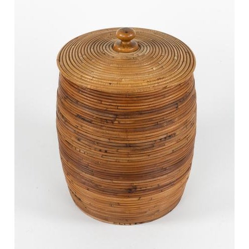 Mid-Century Modern Bamboo and Rattan Basket, Italy, 1970s For Sale - Image 10 of 13