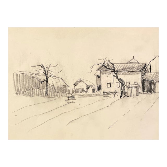 1940s Norman Kent Farm Landscape Drawing For Sale