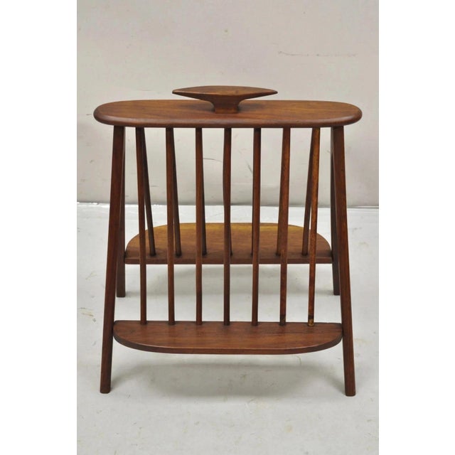 Vintage Arthur Umanoff Mid Century Danish Modern Teak Wood "Compass" Book & Magazine Rack. Circa Mid 20th Century....