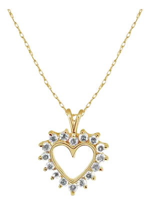 Small Heart Shaped Diamond Necklace 14k Yellow Gold