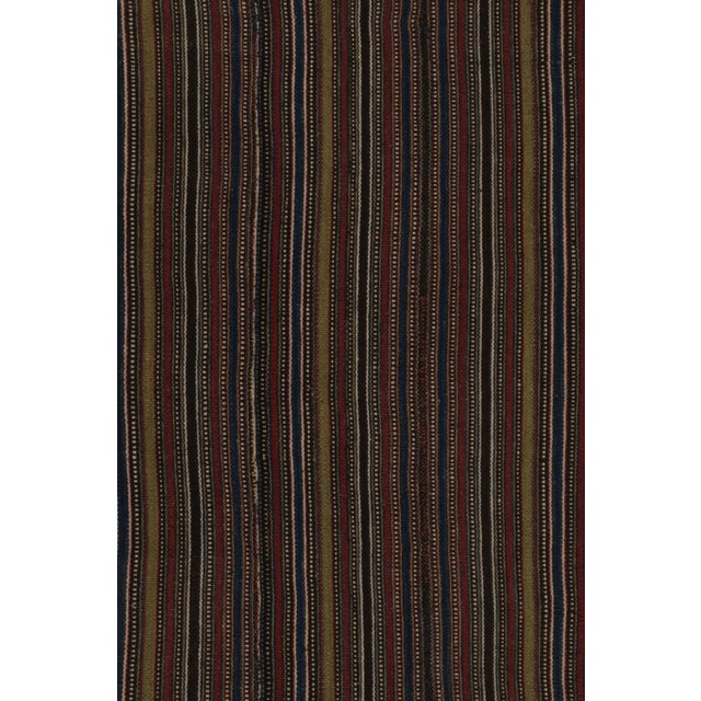Vintage Persian Kilim, Square Rug in Fine Polychromatic Stripes - Rug & Kilim For Sale In New York - Image 6 of 8
