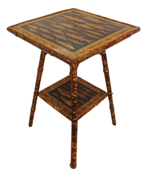 Late 19th Century English Large Square Bamboo Two-Tier Side Table