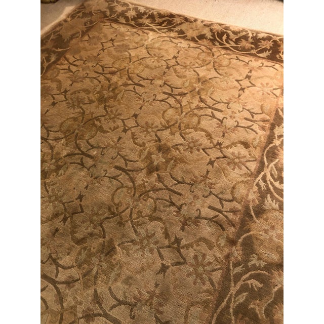 Neutral Luxurious Silk Tibetan Area Rug- 6′2″ × 8′11″ For Sale In Philadelphia - Image 6 of 10