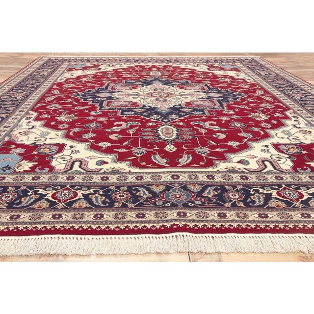 Ruby Red Late 20th Century Vintage Pakistani Serapi Rug - 09'00 X 12'01 For Sale - Image 8 of 9