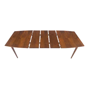 Danish Mid Century Modern Walnut Butterfly Accents Boat Shape Dining Table