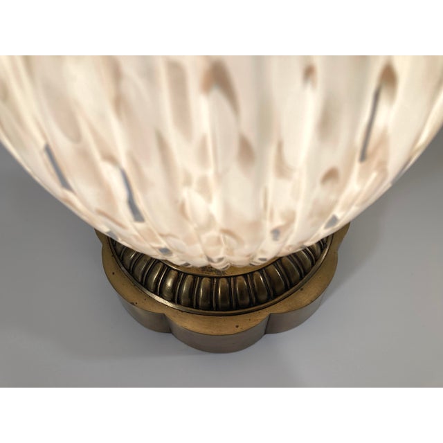 1950s Large 1950s Murano Aventurine Fluted Glass Table Lamp For Sale - Image 5 of 11
