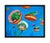 This whimsical oil painting features playful frogs lounging on oversized donuts against a vibrant blue background. The...
