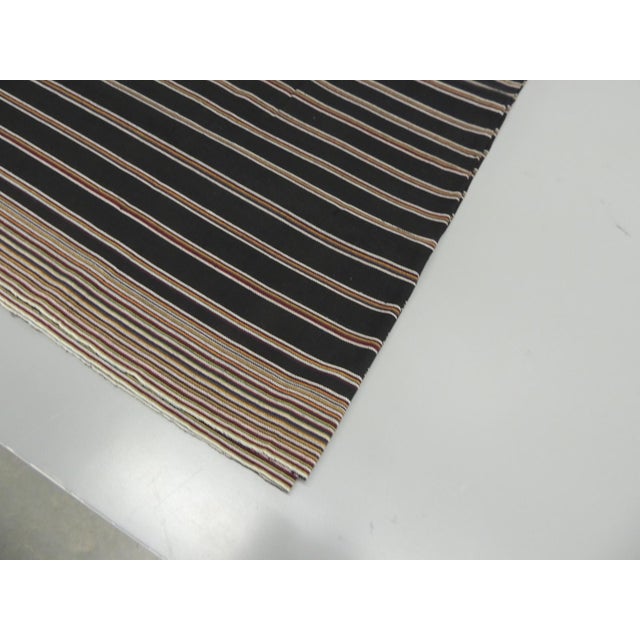 Asian Vintage Black and Red Asian Woven Stripes Textile Panel For Sale - Image 3 of 6