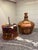 Outstanding mid century piece. Wooden decanter decorated with wine labels. Unscrew the stopper and lift the bottle off of...