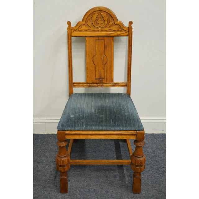 Set of 5 Vintage Antique English Revival Style Dining Side Chairs 386-7 For Sale - Image 9 of 13