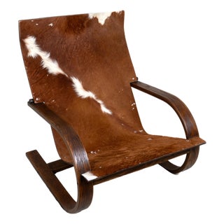 Mid-Century Cowhide Lounge Chair Studio Made For Sale