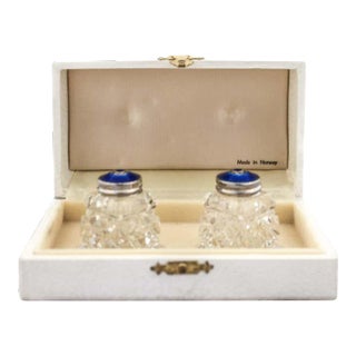 Sterling Enamel and Crystal Salt Shakers For Sale