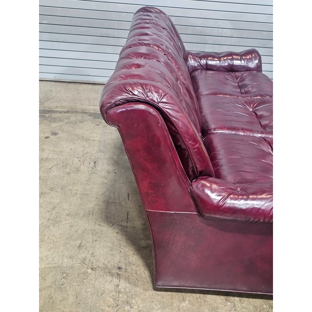 Animal Skin Late 20th Century Hancock & Moore Red Leather Sofa Nailhead Trim Three Cushions For Sale - Image 7 of 16