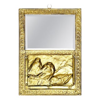 Gilded Mirror with Letter Holder, France, 1970s For Sale