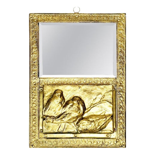 Gilded Mirror with Letter Holder, France, 1970s For Sale