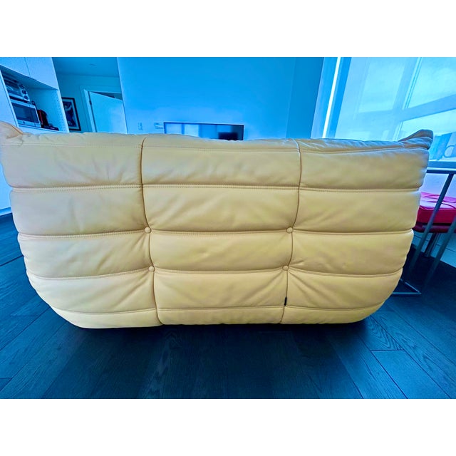 Contemporary Ligne Roset Togo Armless Leather Loveseat For Sale - Image 3 of 7