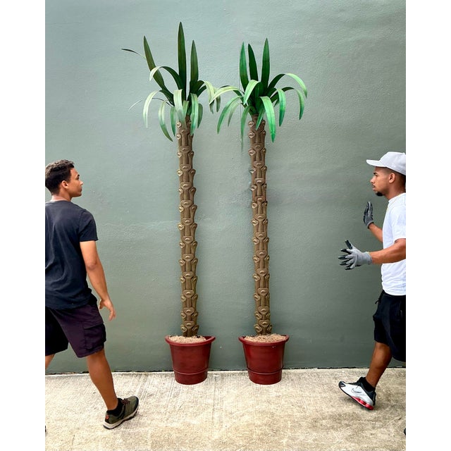 Vintage Monumental Punch Cut Palm Trees - A Pair For Sale - Image 9 of 12