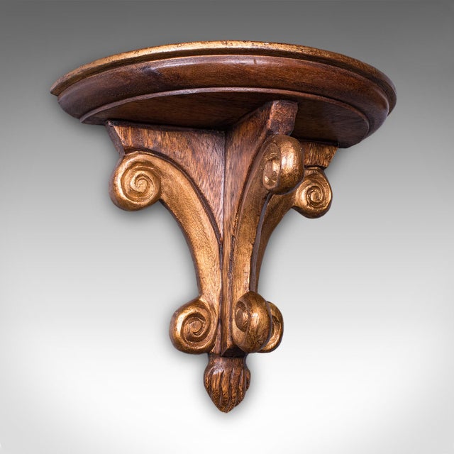 Wood Pair of Vintage Decorative Wall Brackets, English, Clock Shelf, Italianate Taste For Sale - Image 7 of 10