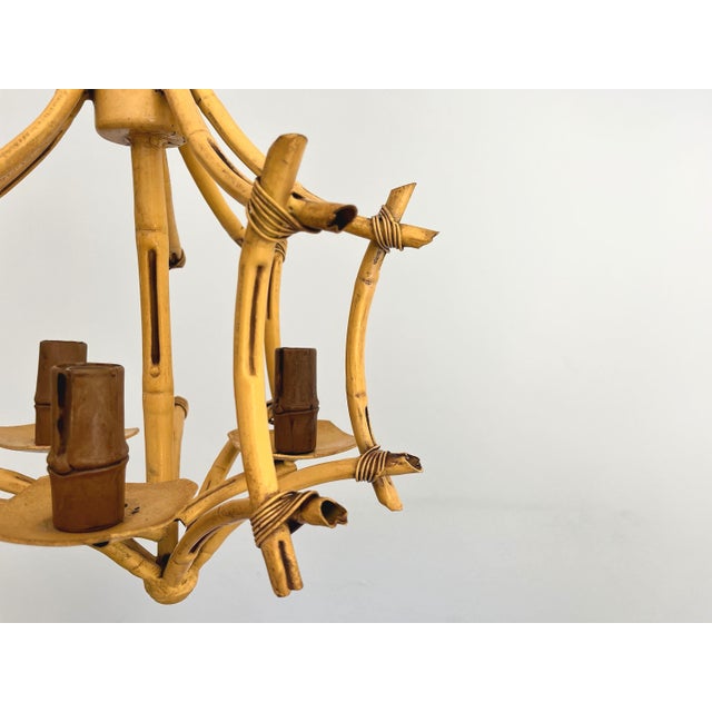 Italian Bamboo Pagoda Chandelier, 1960s For Sale - Image 9 of 13