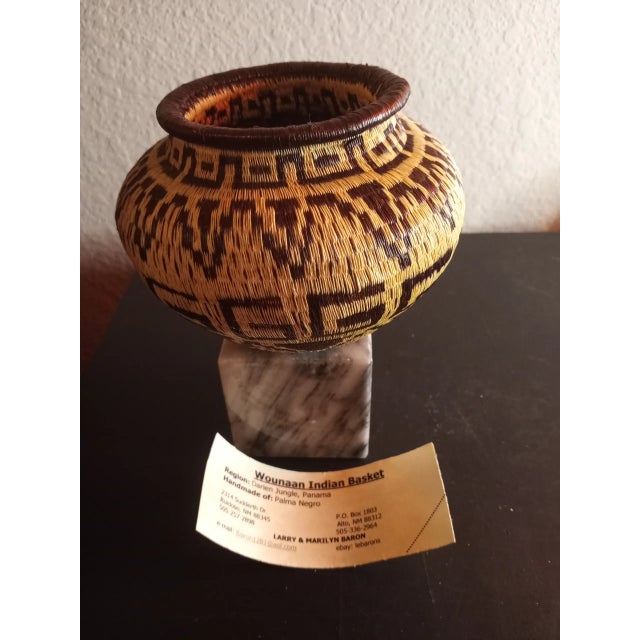 1970s 1970s Wounaan Indian Hand-Woven Classic Greek Key Panama Basket For Sale - Image 5 of 10