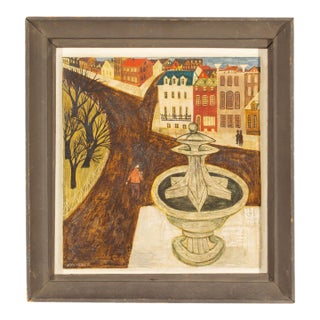 1953 Oil on Board Painting of a Street Scene by Ellen Lanyon For Sale