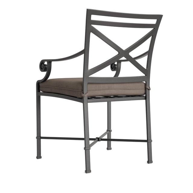 Not Yet Made - Made To Order Brown Jordan Venetian Arm Chair, Textured Pewter frame with Fusion Taupe fabric For Sale - Image 5 of 11