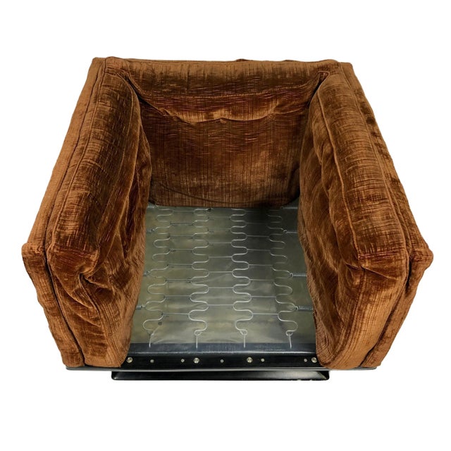 Brown Velvet Fiberglass Armchair by Luigi Pellegrin for Mim Roma, Italy, 1950s For Sale - Image 3 of 12