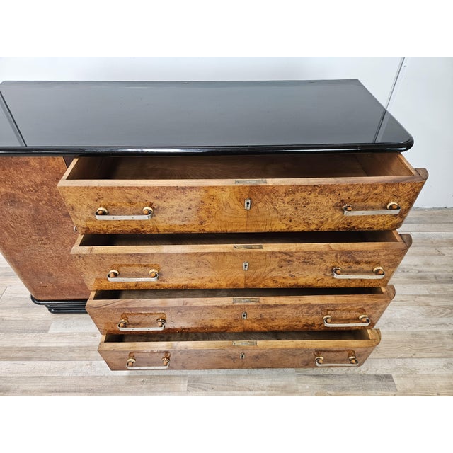 Art Deco Sideboard in Briar Root and Lacquered Wood with Glass Top, 1950s For Sale - Image 18 of 18