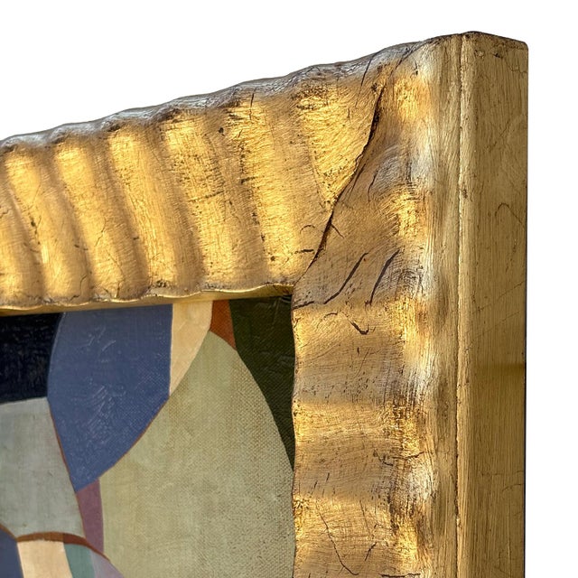 Contemporary Jewel Tone Abstract Oil Painting in Vintage Gold Frame For Sale In New York - Image 6 of 6