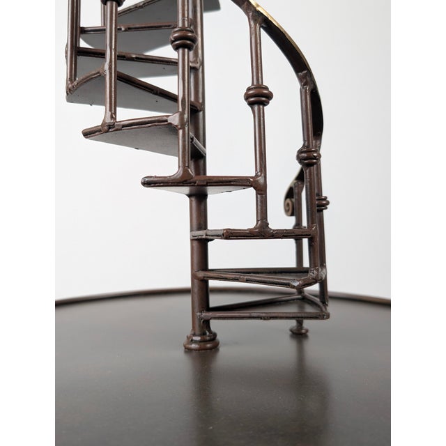 Mid-Century French Iron and Brass Floor Lamp with Spiral Staircase, 1950s For Sale - Image 12 of 18